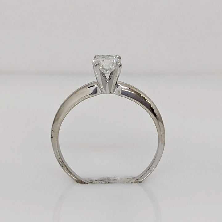 14K WHITE .40CTW SI1 H DIAMOND ROUND 4-PRONG SOLITAIRE ESTATE RING 1.9 GRAMS