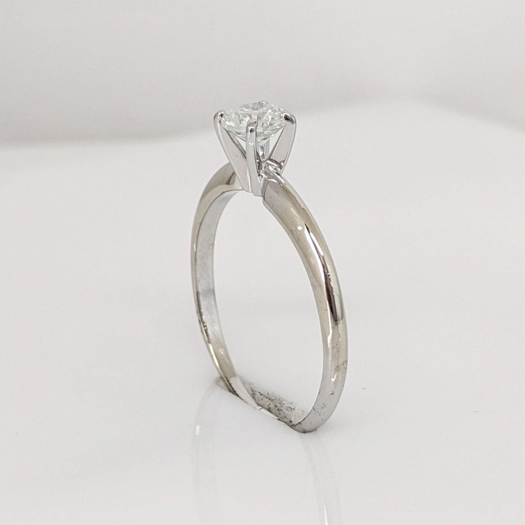 14K WHITE .40CTW SI1 H DIAMOND ROUND 4-PRONG SOLITAIRE ESTATE RING 1.9 GRAMS