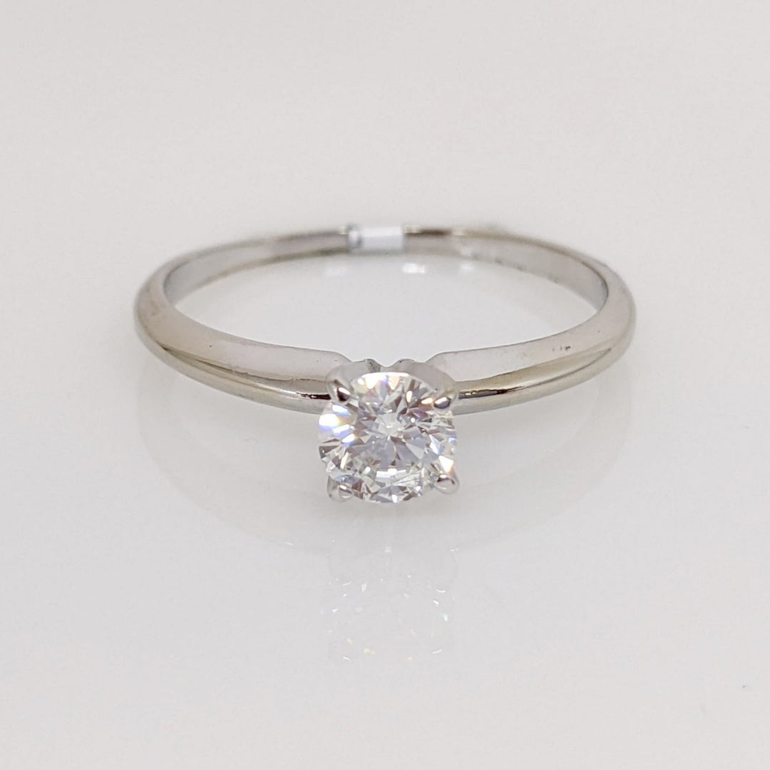 14K WHITE .40CTW SI1 H DIAMOND ROUND 4-PRONG SOLITAIRE ESTATE RING 1.9 GRAMS