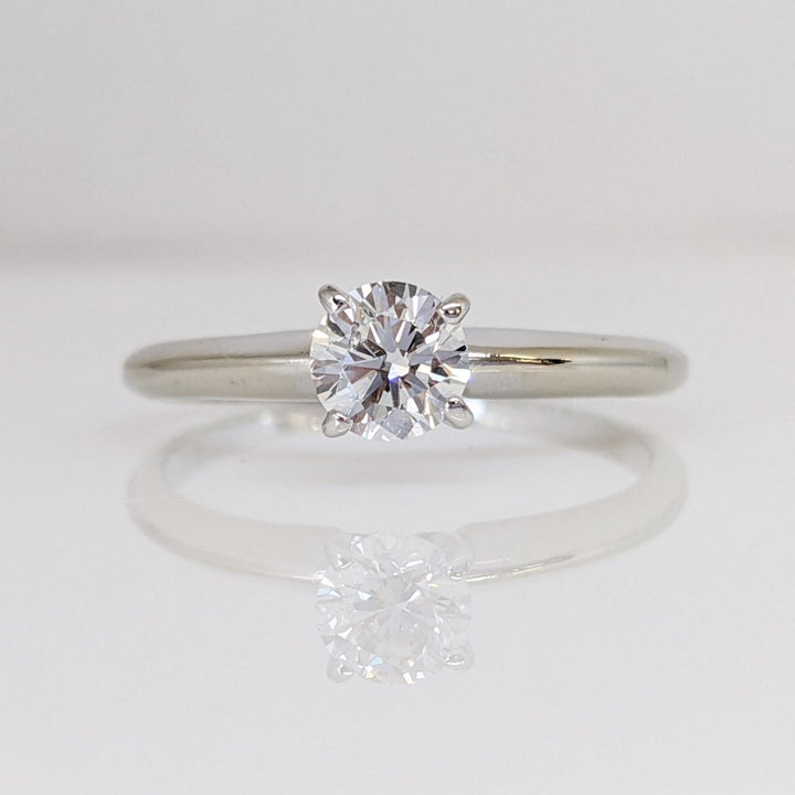 14K WHITE .40CTW SI1 H DIAMOND ROUND 4-PRONG SOLITAIRE ESTATE RING 1.9 GRAMS