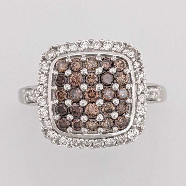 10K 1.03CTW I1 H DIAMOND ROUND BROWN (25) WHITE (42) ESTATE RING 5.5 GRAMS