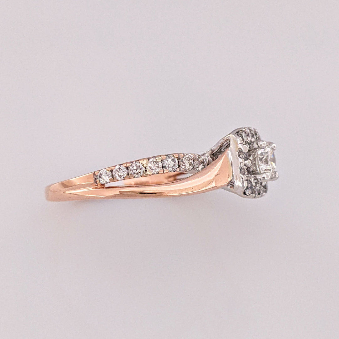 14K ROSE .82CTW I1 H DIAMOND ROUND (27) ESTATE HALO RING 3.8 GRAMS