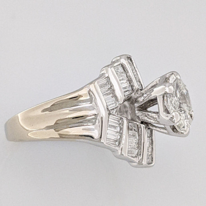 18K WHITE 2.06CTW SI1 I DIAMOND MARQUISE (3) BAGUETTE (39) TRILLION (1) ESTATE RING 7.2 GRAMS