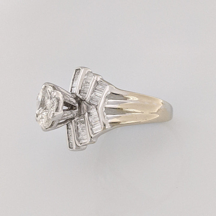 18K WHITE 2.06CTW SI1 I DIAMOND MARQUISE (3) BAGUETTE (39) TRILLION (1) ESTATE RING 7.2 GRAMS