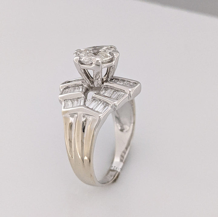 18K WHITE 2.06CTW SI1 I DIAMOND MARQUISE (3) BAGUETTE (39) TRILLION (1) ESTATE RING 7.2 GRAMS