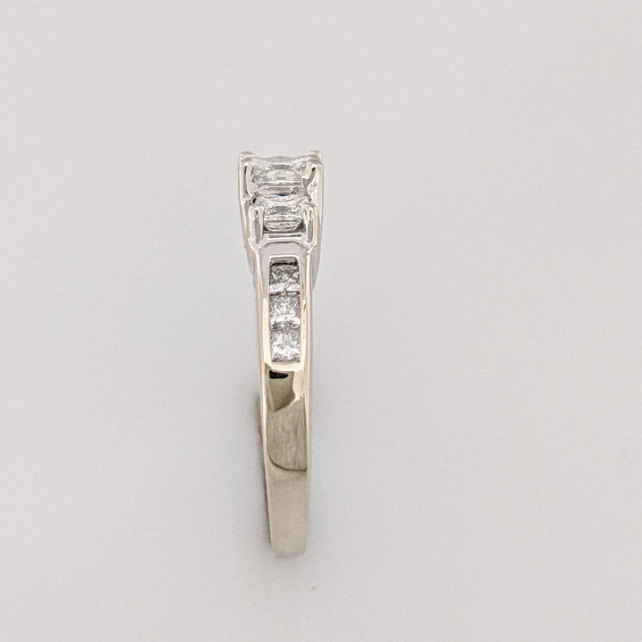 14K WHITE .97CTW I1 J DIAMOND PRINCESS CUT (9) ESTATE TRINITY RING 3.1 GRAMS