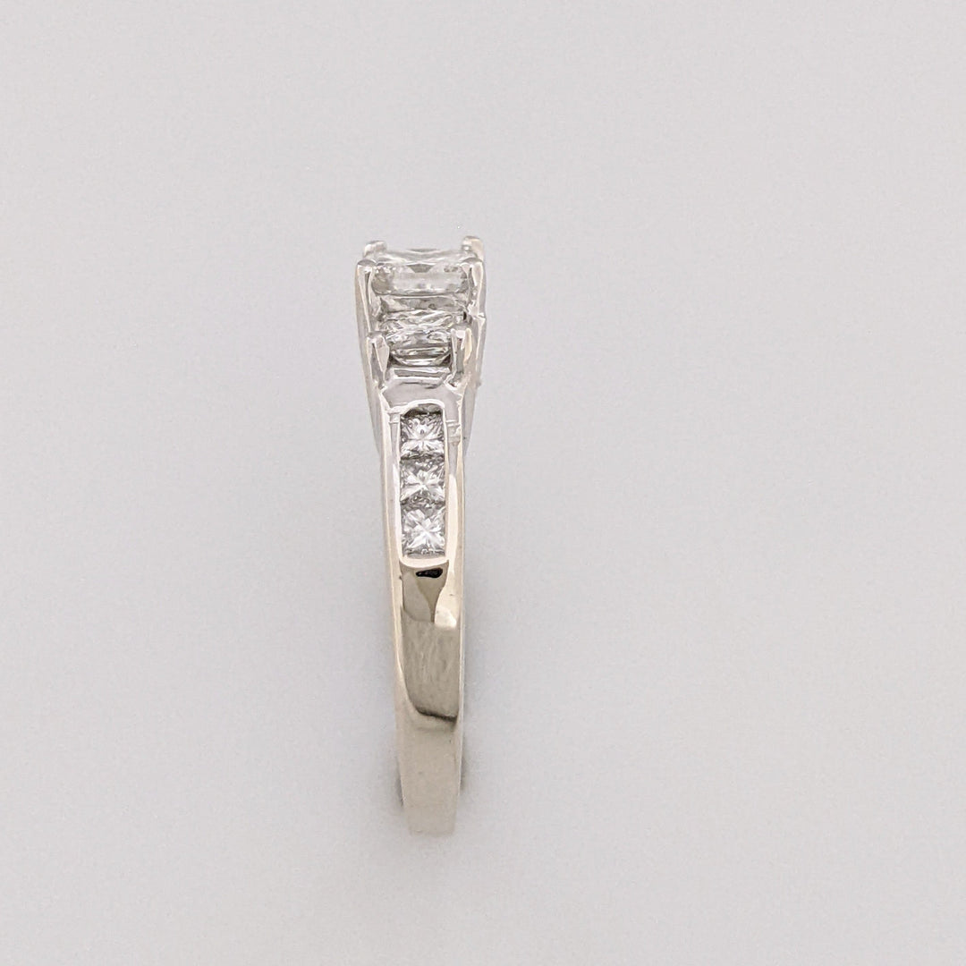 14K WHITE .97CTW I1 J DIAMOND PRINCESS CUT (9) ESTATE TRINITY RING 3.1 GRAMS