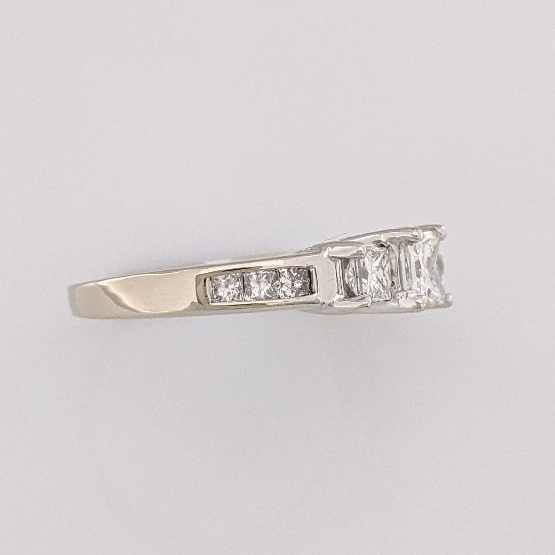 14K WHITE .97 CARAT TOTAL WEIGHT I1 J DIAMOND PRINCESS CUT (9) ESTATE TRINITY RING 3.1 GRAMS