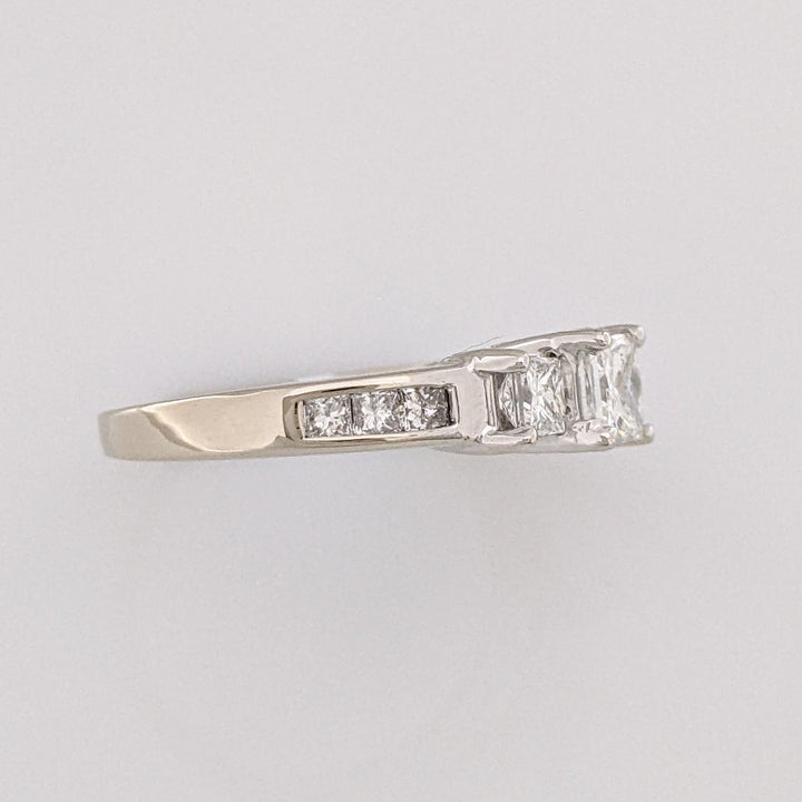 14K WHITE .97CTW I1 J DIAMOND PRINCESS CUT (9) ESTATE TRINITY RING 3.1 GRAMS