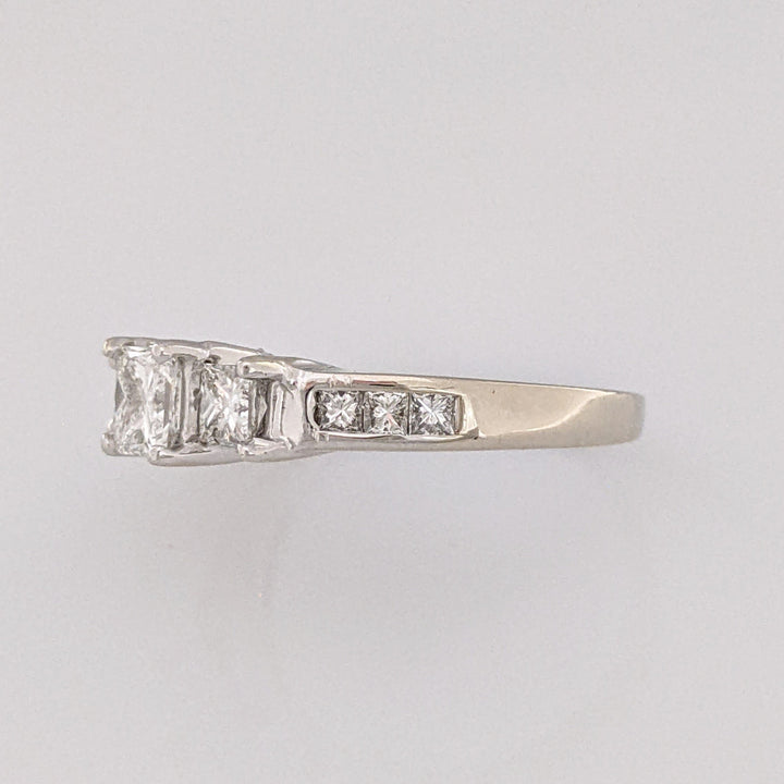 14K WHITE .97 CARAT TOTAL WEIGHT I1 J DIAMOND PRINCESS CUT (9) ESTATE TRINITY RING 3.1 GRAMS