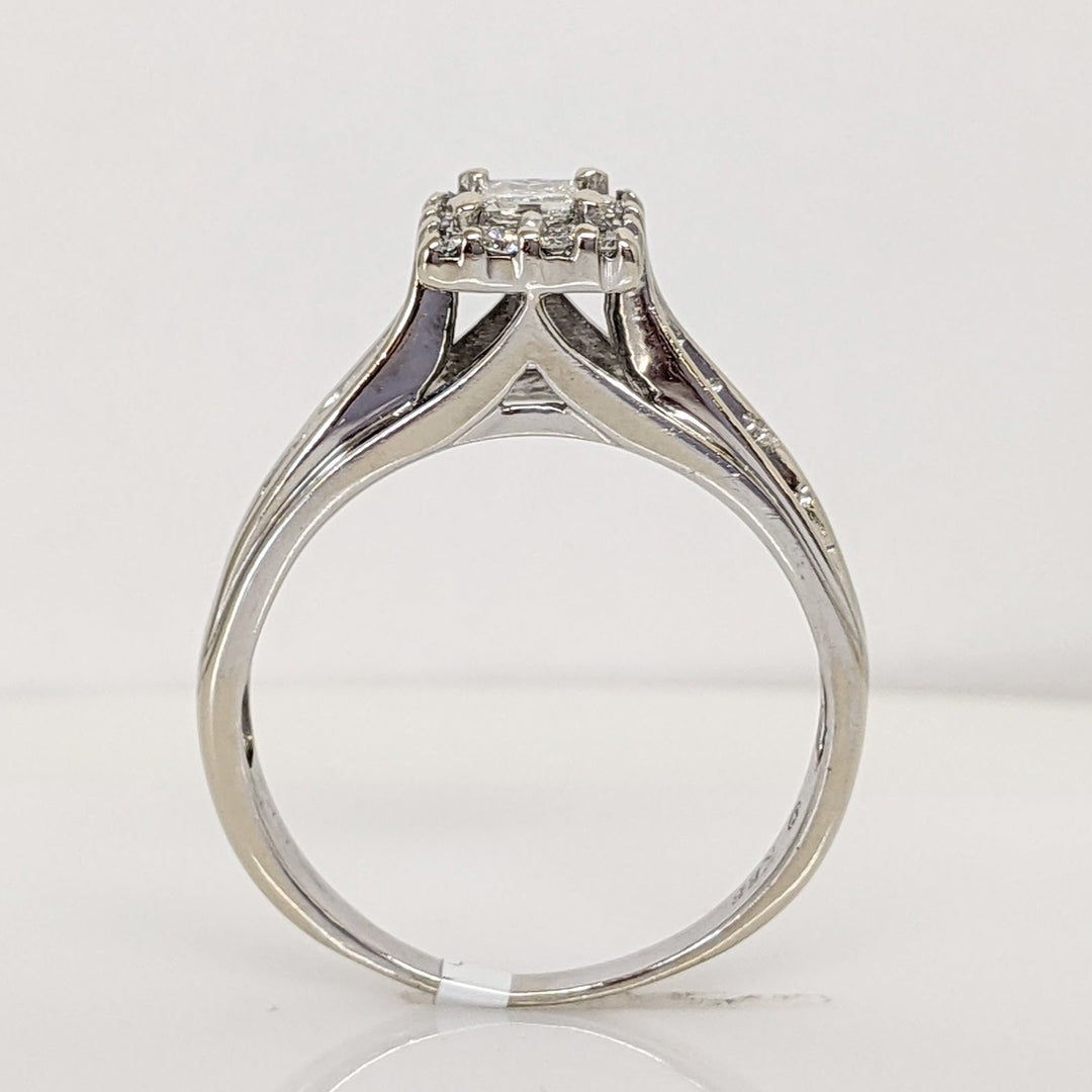 14K WHITE .56 CARAT TOTAL WEIGHT I1 I DIAMOND PRINCESS CUT WITH (22) ROUND ESTATE RING 4.0 GRAMS