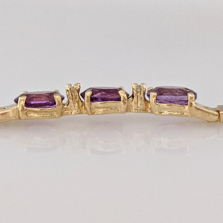 14K AMETHYST OVAL (3) 5X7 WITH (2) MELEE ESTATE BRACELET 3.8 GRAMS