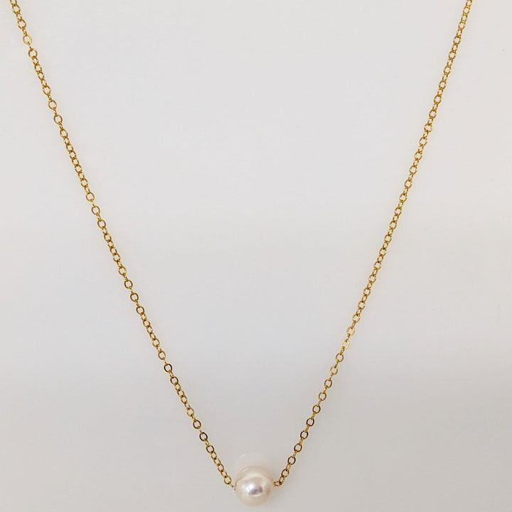 14K PEARL ROUND 6MM SINGLE ESTATE NECKLACE 1.2 GRAMS