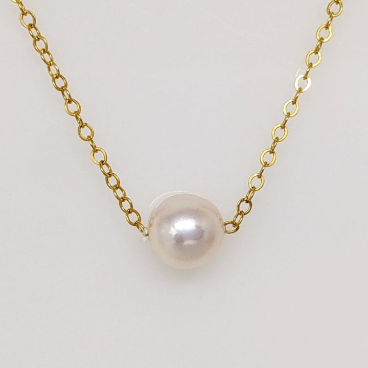 14K PEARL ROUND 6MM SINGLE ESTATE NECKLACE 1.2 GRAMS