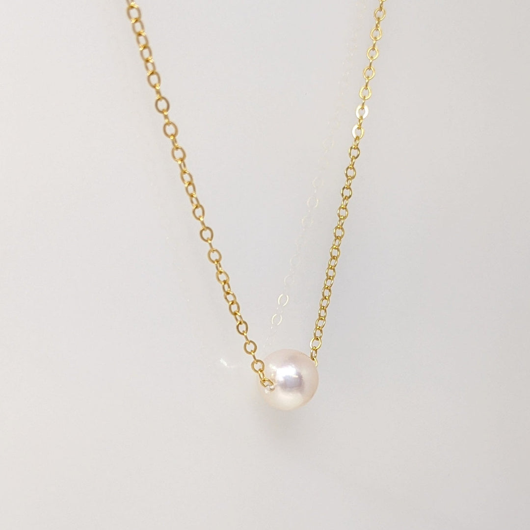 14K PEARL ROUND 6MM SINGLE ESTATE NECKLACE 1.2 GRAMS