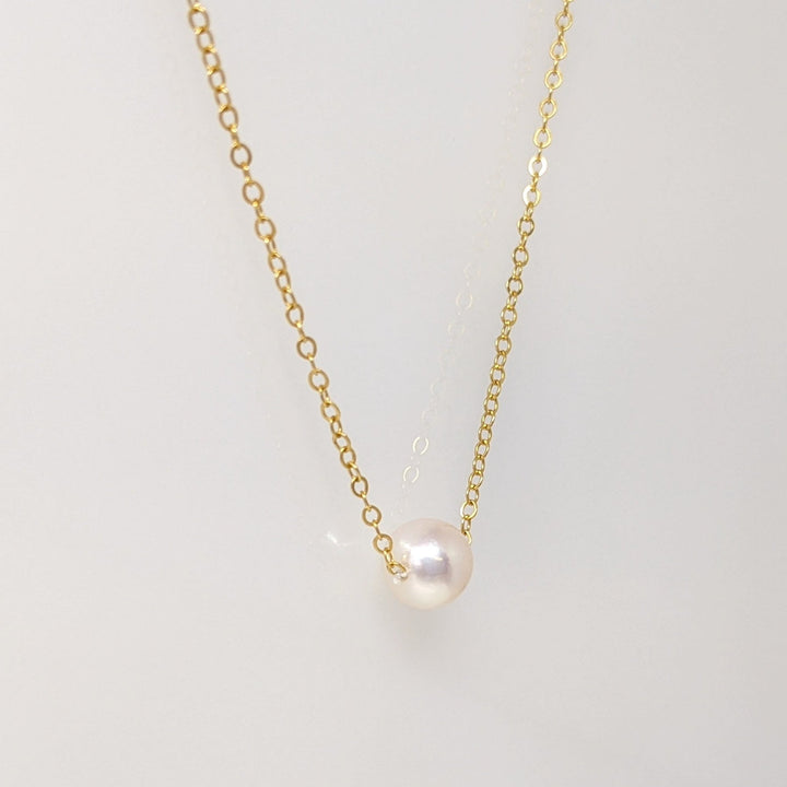 14K PEARL ROUND 6MM SINGLE ESTATE NECKLACE 1.2 GRAMS