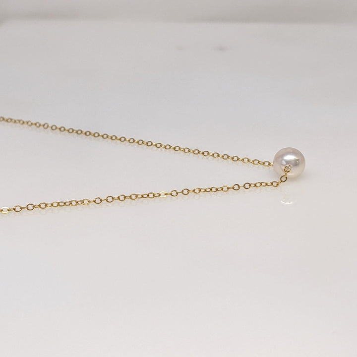 14K PEARL ROUND 6MM SINGLE ESTATE NECKLACE 1.2 GRAMS