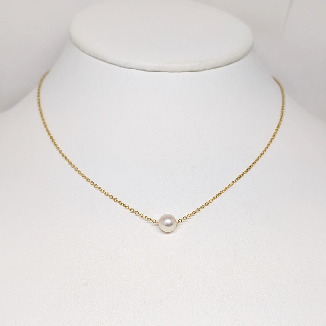 14K PEARL ROUND 6MM SINGLE ESTATE NECKLACE 1.2 GRAMS