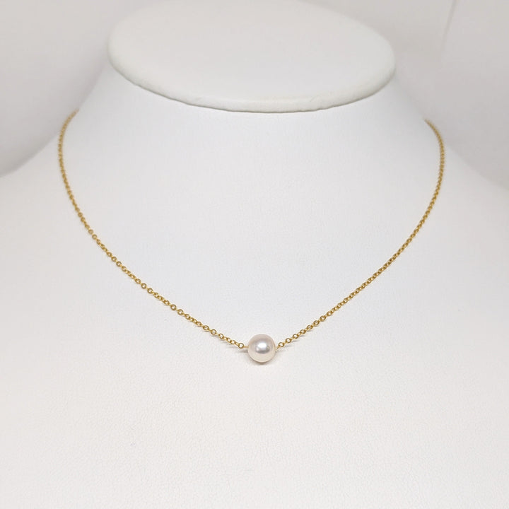 14K PEARL ROUND 6MM SINGLE ESTATE NECKLACE 1.2 GRAMS