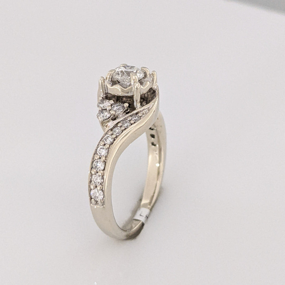 14K WHITE .63 CARAT TOTAL WEIGHT I1 H DIAMOND ROUND (32) BYPASS ILLUSION ESTATE RING 3.6 GRAMS