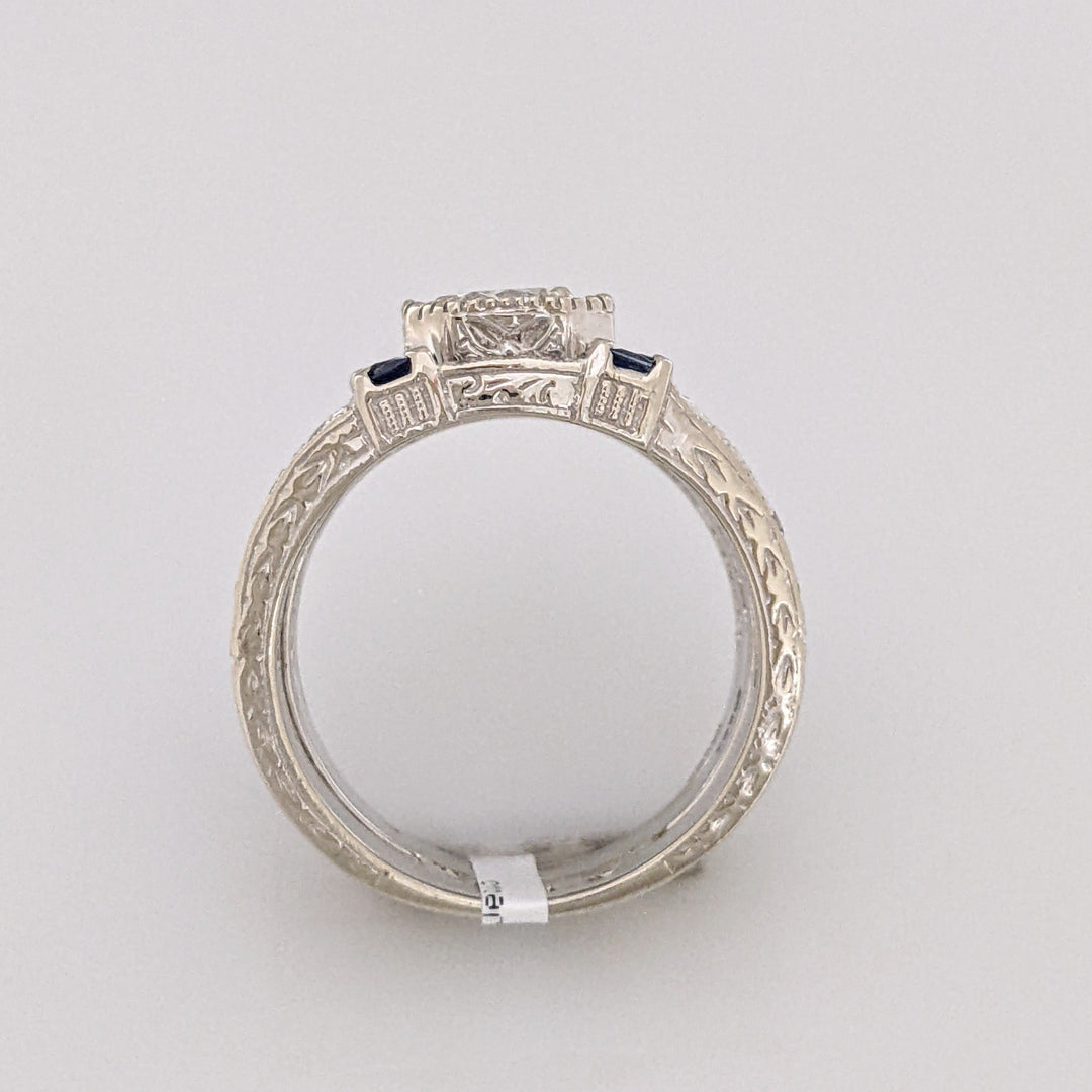 14K WHITE 1.25CTW VVS2 H DIAMOND ROUND (20) SAPPHIRE (8) .33CTW 2-BAND ESTATE SET 10.0 GRAMS