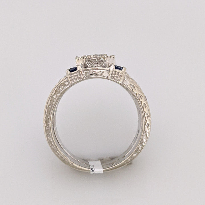 14K WHITE 1.25CTW VVS2 H DIAMOND ROUND (20) SAPPHIRE (8) .33CTW 2-BAND ESTATE SET 10.0 GRAMS