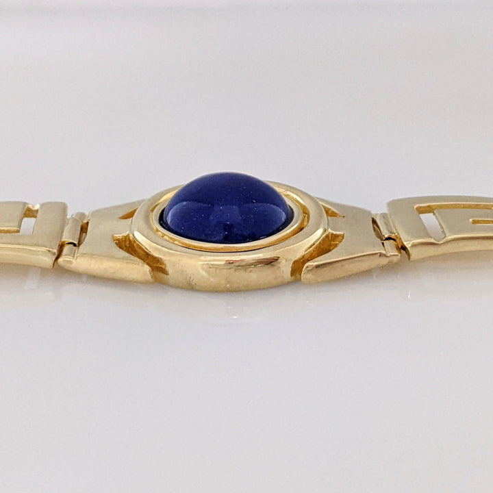 14K LAPIS ROUND 11.5MM AZTEC ESTATE BRACELET 15.0 GRAMS