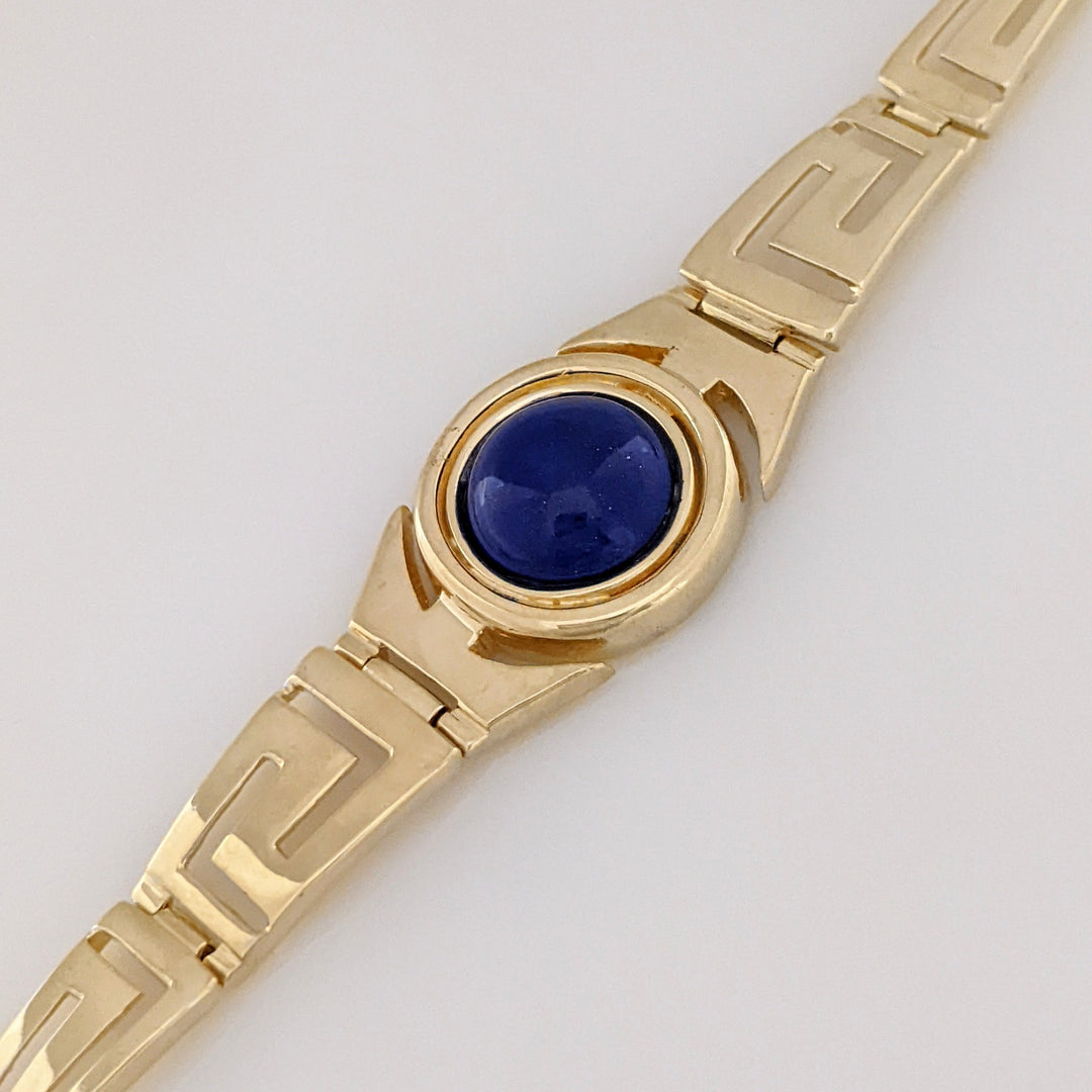 14K LAPIS ROUND 11.5MM AZTEC ESTATE BRACELET 15.0 GRAMS