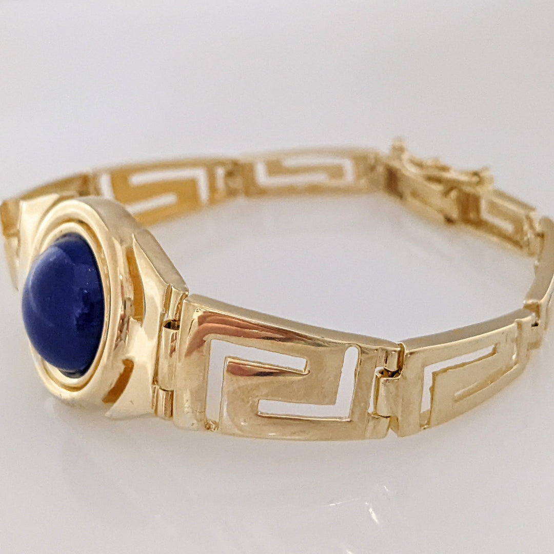 14K LAPIS ROUND 11.5MM AZTEC ESTATE BRACELET 15.0 GRAMS