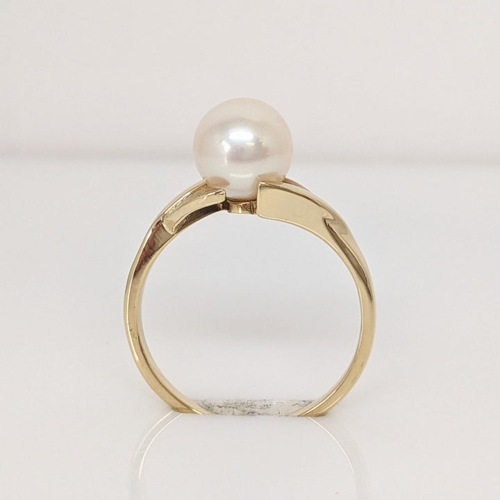 14K PEARL ROUND 7MM ESTATE RING 2.5 GRAMS