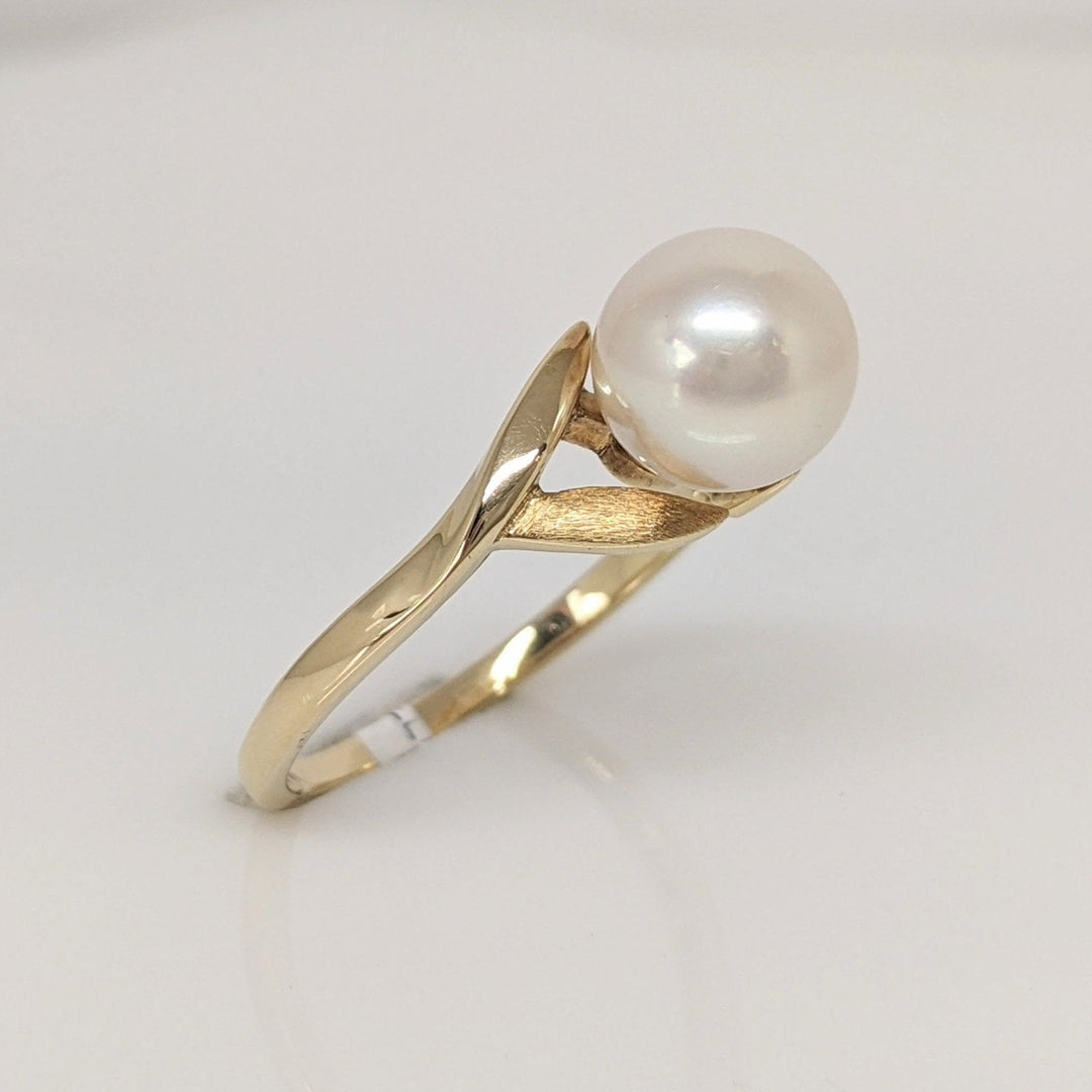 14K PEARL ROUND 7MM ESTATE RING 2.5 GRAMS