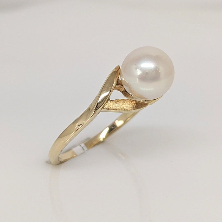 14K PEARL ROUND 7MM ESTATE RING 2.5 GRAMS