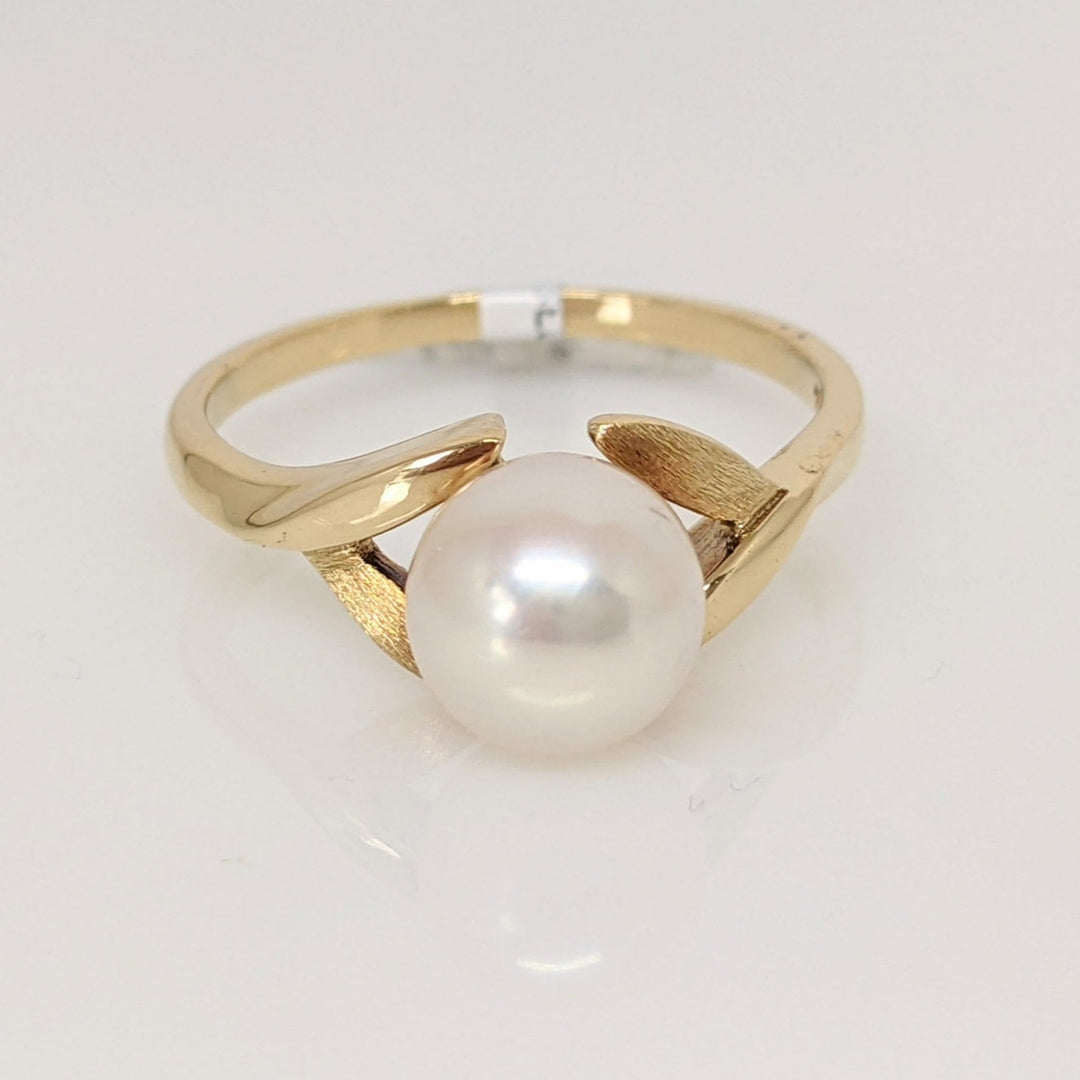 14K PEARL ROUND 7MM ESTATE RING 2.5 GRAMS