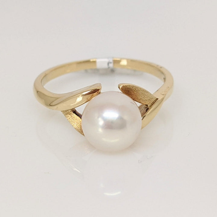 14K PEARL ROUND 7MM ESTATE RING 2.5 GRAMS