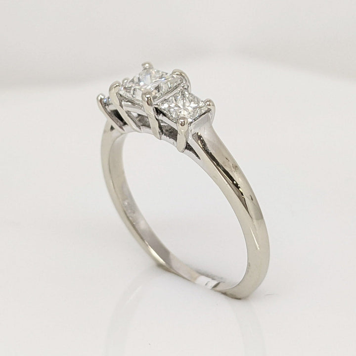 14K WHITE.98CTW VS1 G DIAMOND (3) PRINCESS CUT TRINITY ESTATE RING 2.7 GRAMS