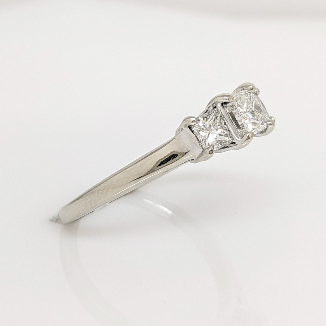 14K WHITE.98CTW VS1 G DIAMOND (3) PRINCESS CUT TRINITY ESTATE RING 2.7 GRAMS