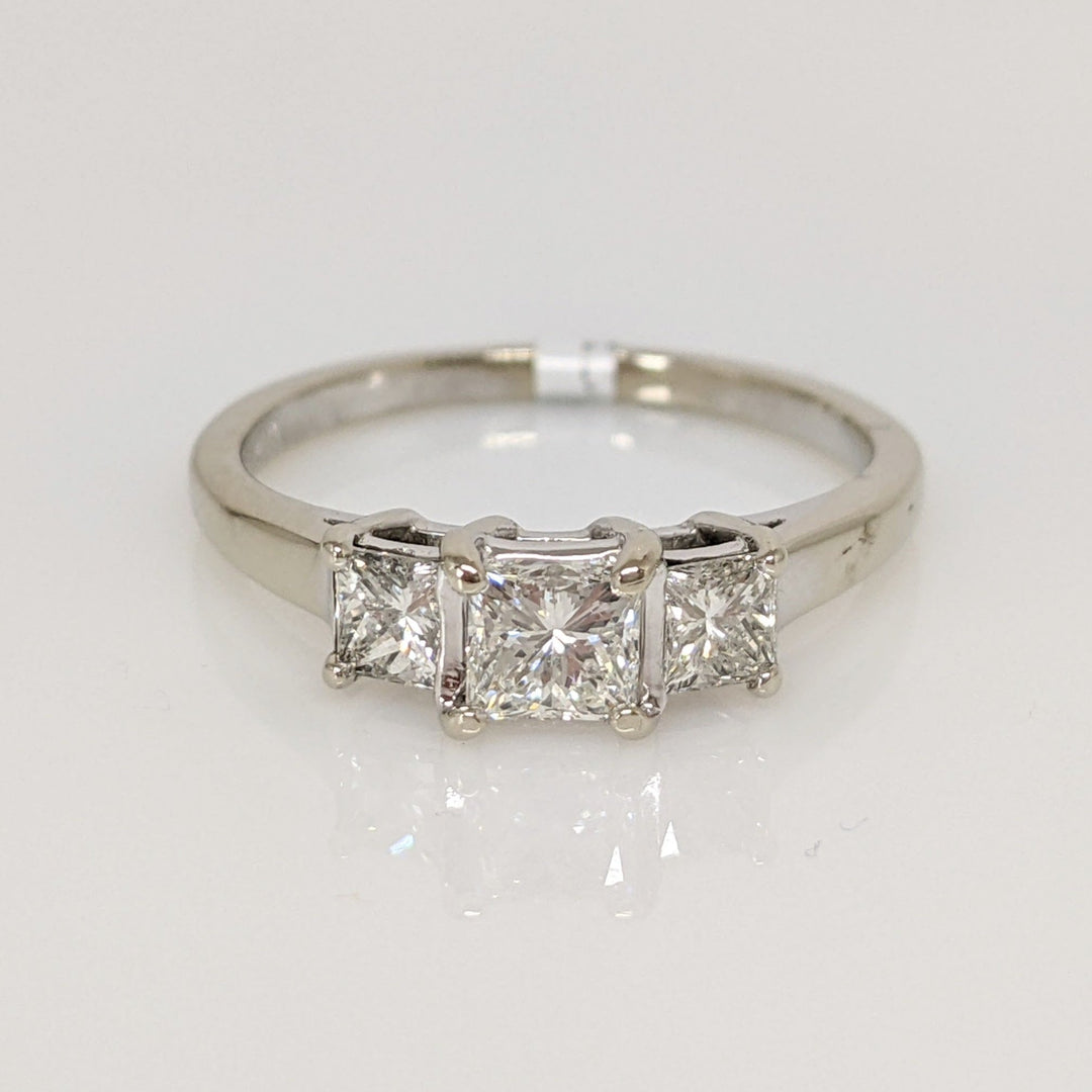 14K WHITE.98CTW VS1 G DIAMOND (3) PRINCESS CUT TRINITY ESTATE RING 2.7 GRAMS