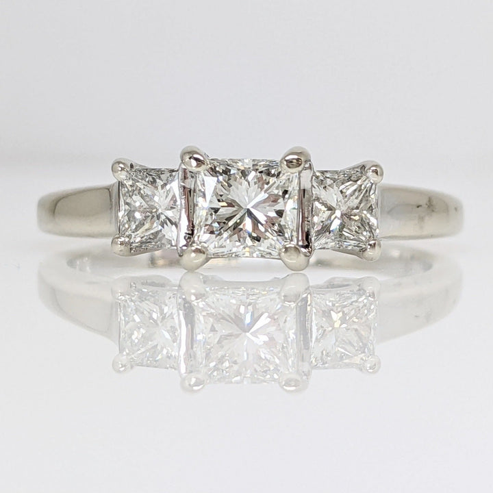 14K WHITE.98CTW VS1 G DIAMOND (3) PRINCESS CUT TRINITY ESTATE RING 2.7 GRAMS