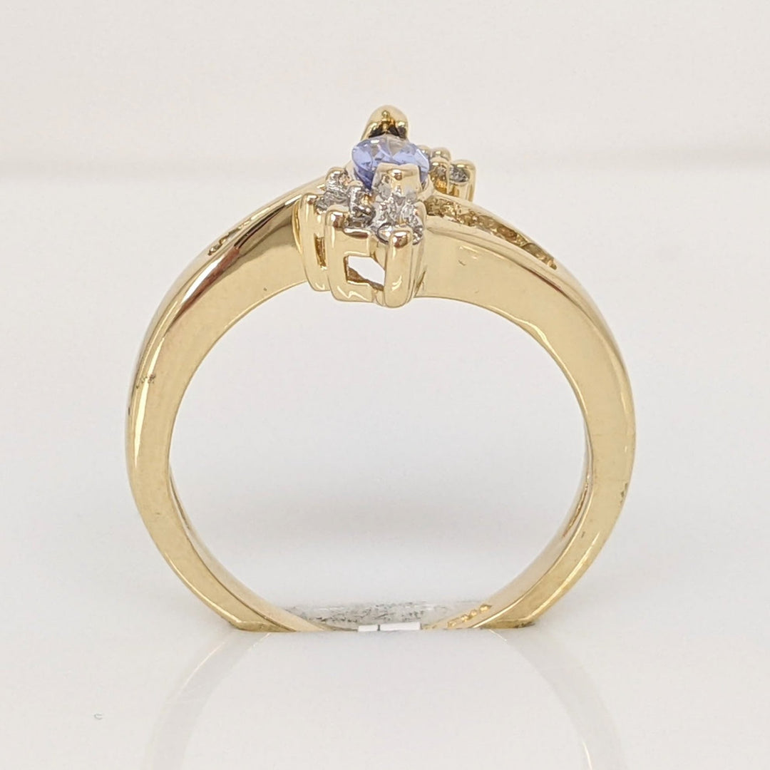 14K TANZANITE MARQUISE 2.75X5.5 WITH .15CTW BYPASS ESTATE RING 2.9 GRAMS