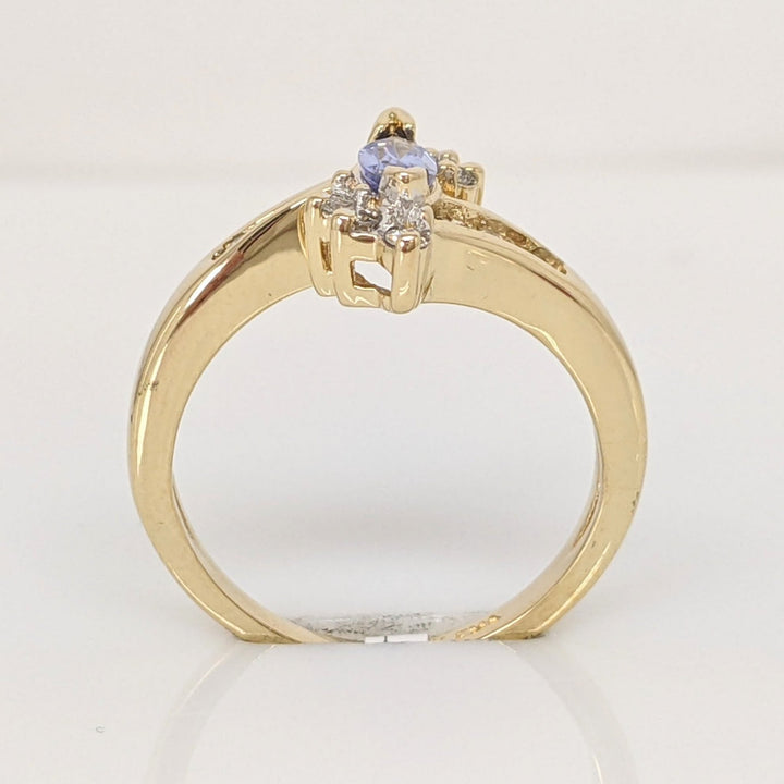 14K TANZANITE MARQUISE 2.75X5.5 WITH .15CTW BYPASS ESTATE RING 2.9 GRAMS