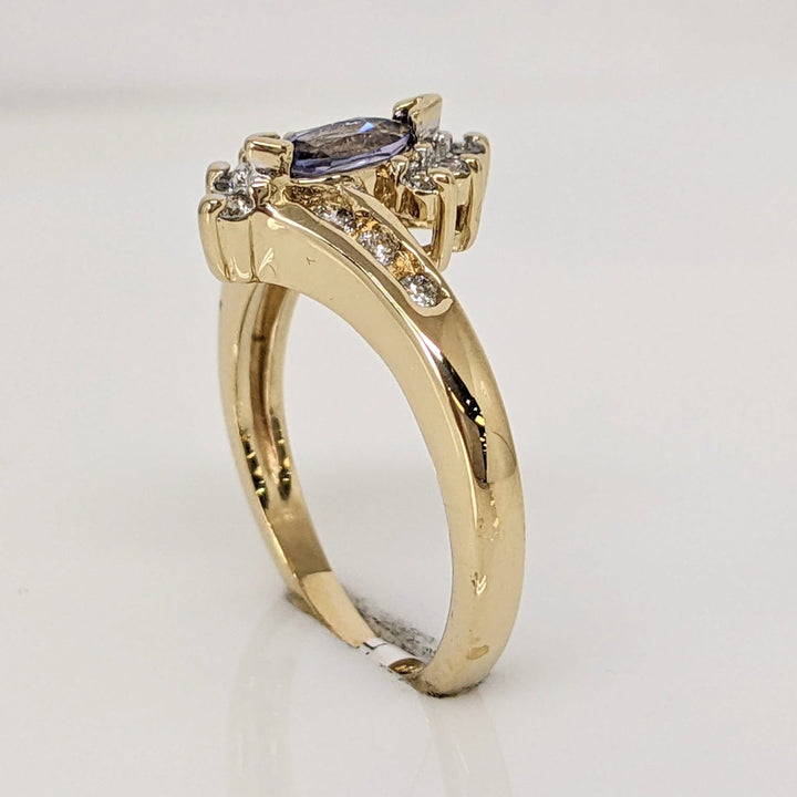 14K TANZANITE MARQUISE 2.75X5.5 WITH .15CTW BYPASS ESTATE RING 2.9 GRAMS