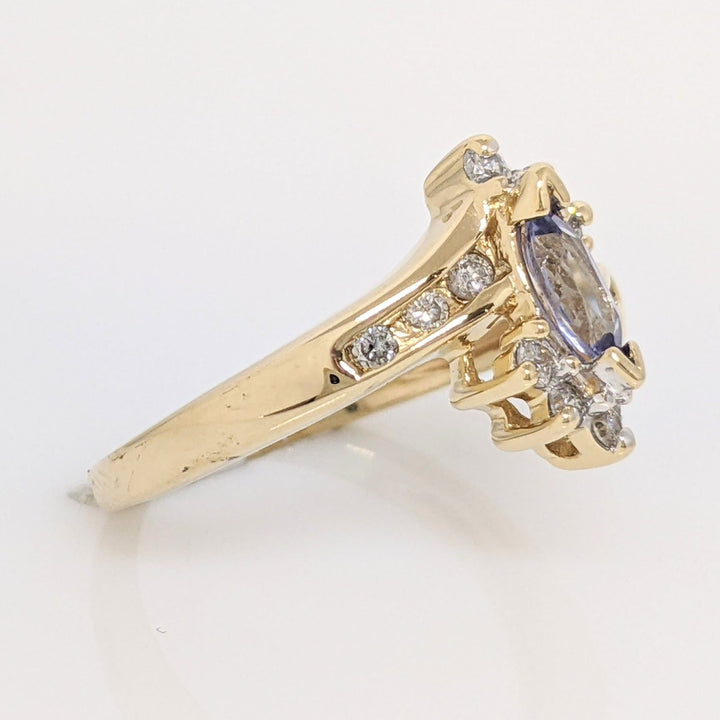 14K TANZANITE MARQUISE 2.75X5.5 WITH .15CTW BYPASS ESTATE RING 2.9 GRAMS