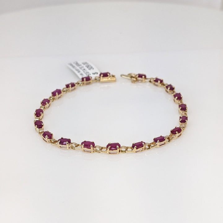 14K RUBY ENHANCED PROMOTION OVAL 3X5 (20) ESTATE BRACELET 5.5 GRAMS