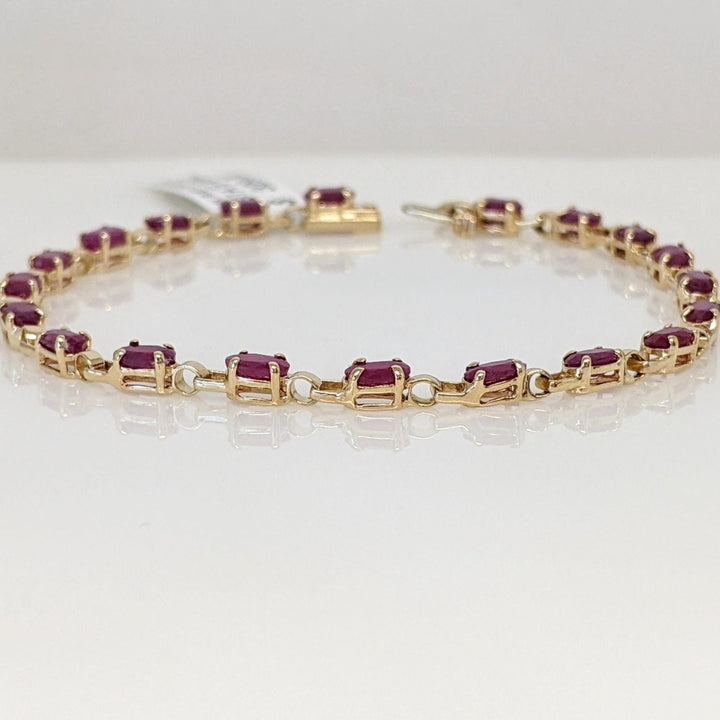 14K RUBY ENHANCED PROMOTION OVAL 3X5 (20) ESTATE BRACELET 5.5 GRAMS