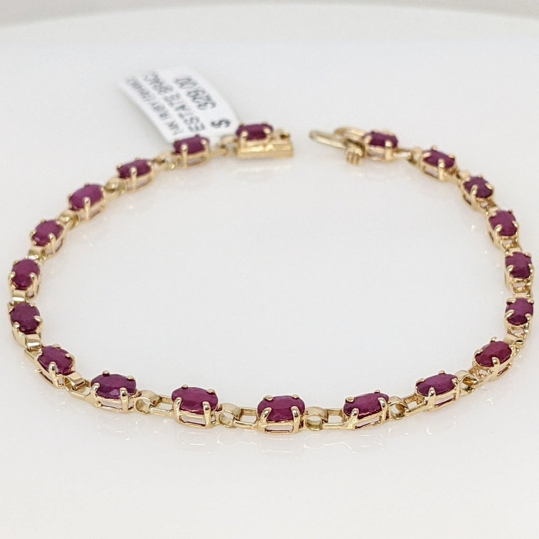 14K RUBY ENHANCED PROMOTION OVAL 3X5 (20) ESTATE BRACELET 5.5 GRAMS