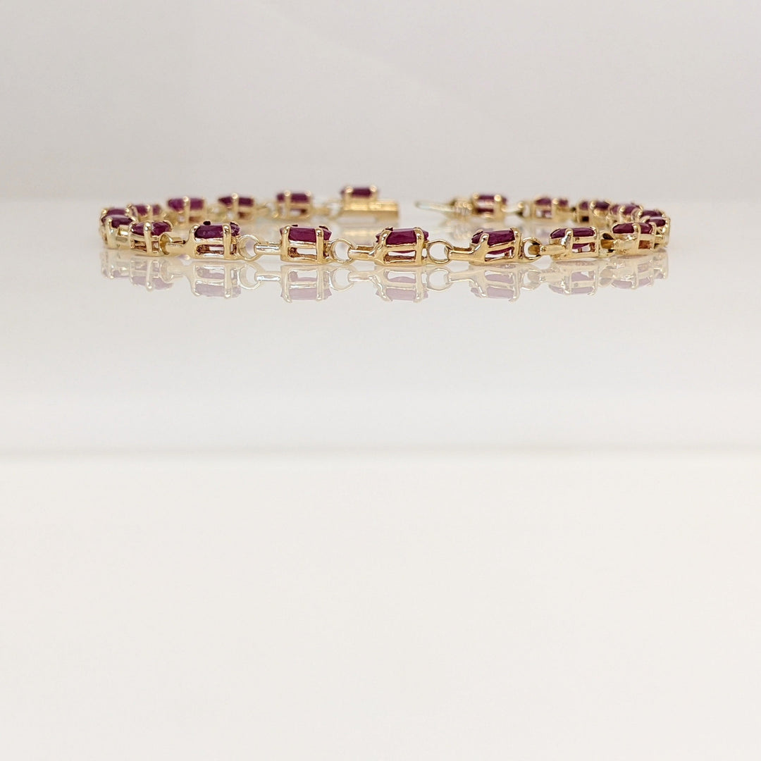 14K RUBY ENHANCED PROMOTION OVAL 3X5 (20) ESTATE BRACELET 5.5 GRAMS