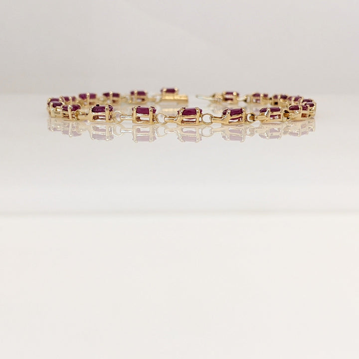 14K RUBY ENHANCED PROMOTION OVAL 3X5 (20) ESTATE BRACELET 5.5 GRAMS