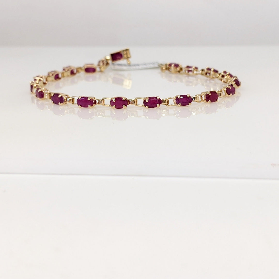 14K RUBY ENHANCED PROMOTION OVAL 3X5 (20) ESTATE BRACELET 5.5 GRAMS