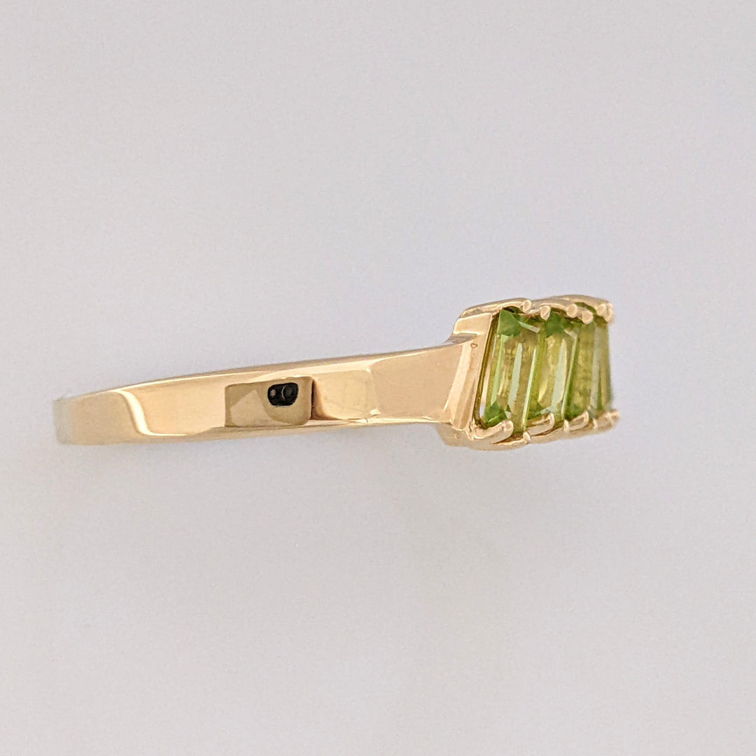 14K PERIDOT EMERALD CUT (7) 2X5 ESTATE BAND 3.4 GRAMS