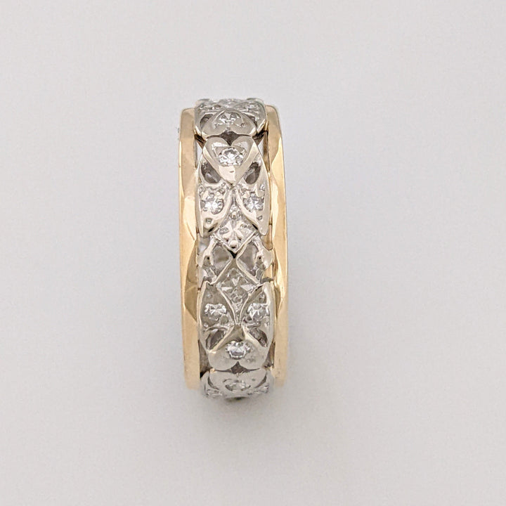 14K TWO TONE .35 CARAT TOTAL WEIGHT DIAMOND ROUND (24) OPEN 6.7MM ESTATE BAND 5.1 GRAMS